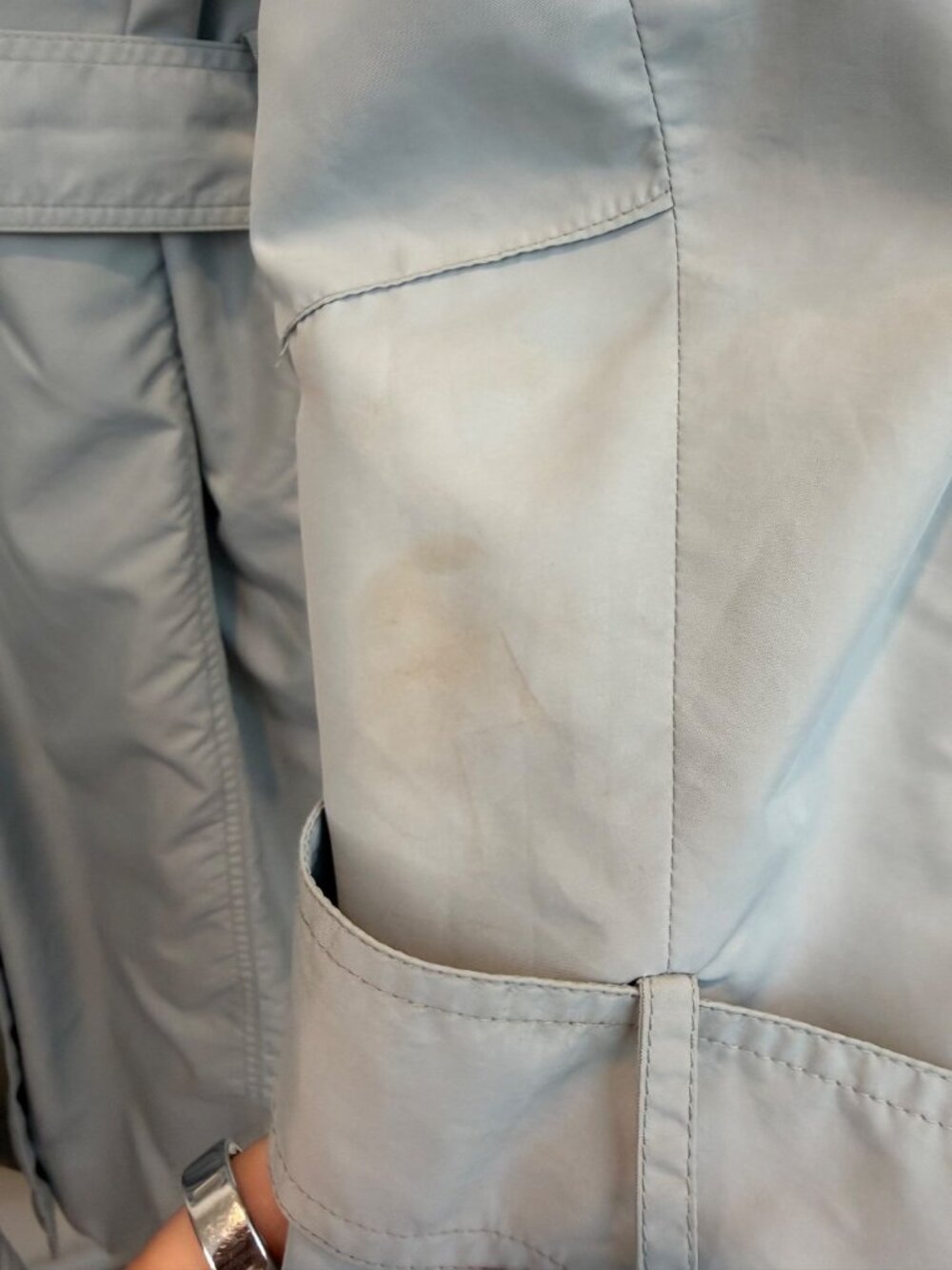 Luciano Barbera Women's Light Blue Gray Belted Trench Coat Size 46 Polyester - Picture 7 of 10